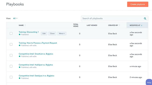 hubspot sales playbooks